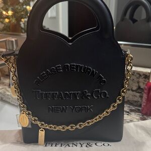Tiffany & Co. Black Mini Bag with Gold Chain